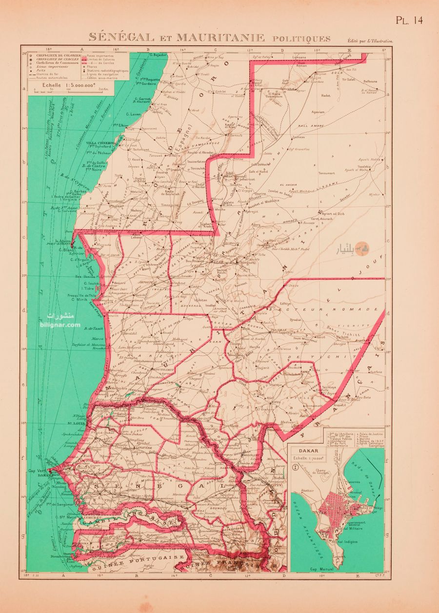 موريتانيا والسنغال سنة 1937 من أطلس المستعمرات الفرنسية